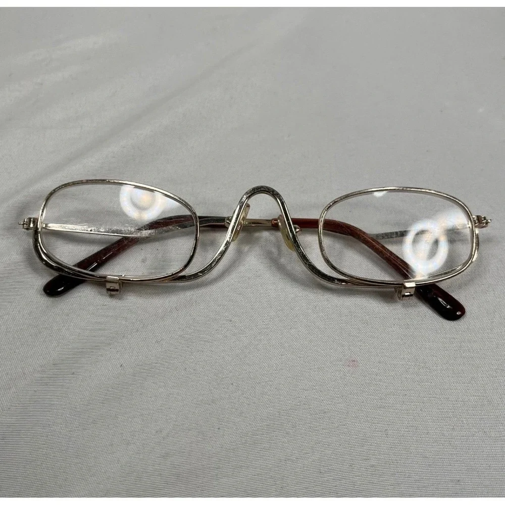 Vintage Gold Flip Down Makeup Glasses Magnifying Eye Makeup Application Frames
